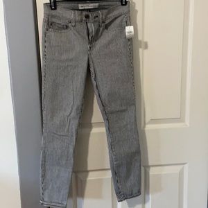 GAP stripe petite skinny ankle jean pant size 24 new with tags black and white